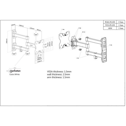 Manhattan Wandhalterung Universal 13"-27"/20kg neig&schw. TV stiprinājums