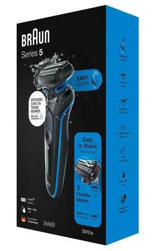 Braun Shaver 51-B1000s	 Operating time (max) 50 min, Wet & Dry, Black/Blue Vīriešu skuveklis