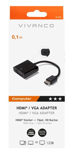 Vivanco CA HDVGA 11 0.1 m HDMI Type A (Standard) VGA (D-Sub) + 3.5mm Black 4008928454932