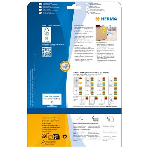 HERMA Etiketten A4 yellow 25,4x10 mm Papier matt 3780 St. biroja tehnikas aksesuāri