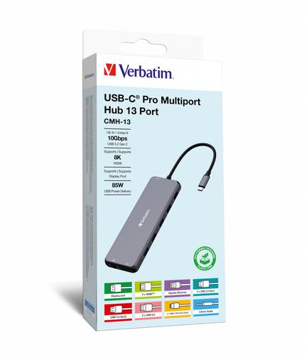 Verbatim CMH-13 USB Type-C 10000 Mbit/s Silver 0023942321538 32153 (0023942321538) USB centrmezgli