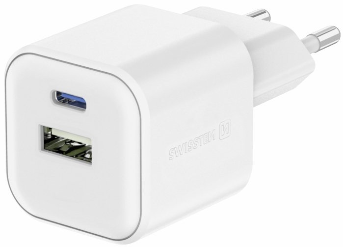 Swissten Tīkla Lādētājs 12W USB-C / USB-A iekārtas lādētājs