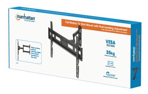 Manhattan TV & Monitor Mount, Wall, Full Motion, 1 screen, Screen Sizes: 37-65", Black, VESA 100x100 to 600x400mm, Max 35kg, LFD, T TV stiprinājums