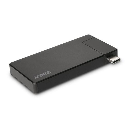 Lindy DST-Micro, USB-C Laptop Micro Docking Station with 4K Support and 100W Pass-Through Charging 4002888433365 43336 (4002888433365) dock stacijas HDD adapteri