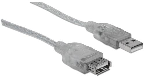 Manhattan Hi-Speed USB Extension Cable A-A M/F 4,5m Translucent Silver USB kabelis