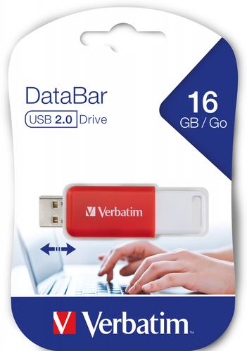 Verbatim DataBar USB 2.0    16GB Red USB Flash atmiņa