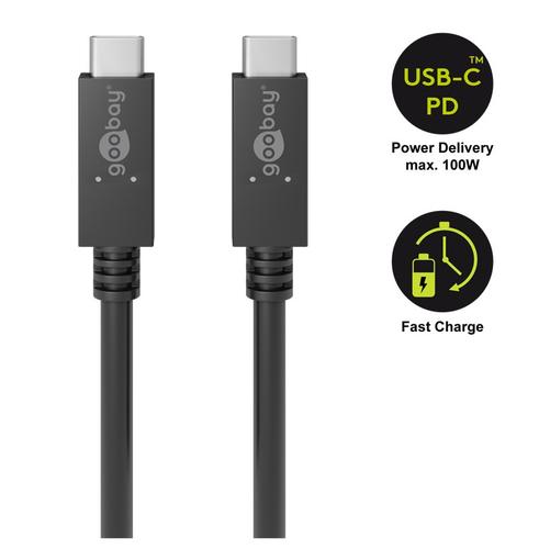 Wentronic 49254 USB cable 1 m USB 3.2 Gen 2 (3.1 Gen 2) USB C Black 4040849492549 USB kabelis