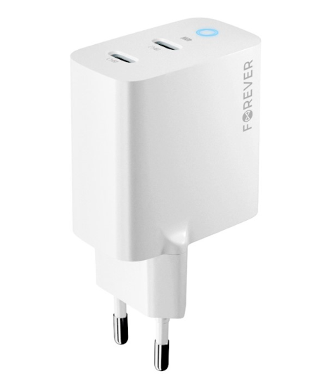 Forever TC-06-40CC GaN Tīkla Lādētājs PD / QC / 2x USB-C / 40W GSM179960 (5907457732544) iekārtas lādētājs