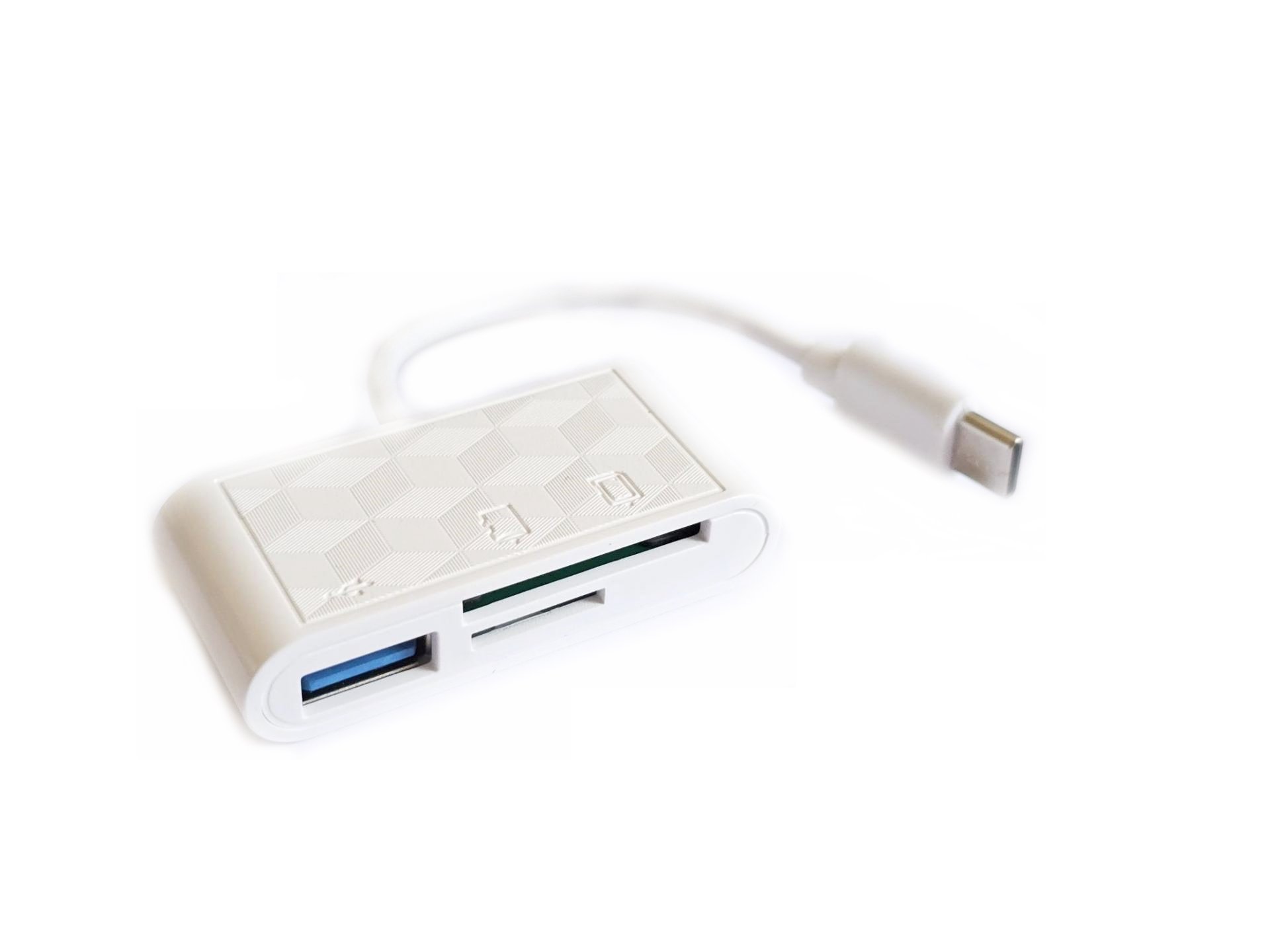 RoGer USB-C Hub 3in1 USB 2.0 / Card reader SD/TF / balts USB centrmezgli