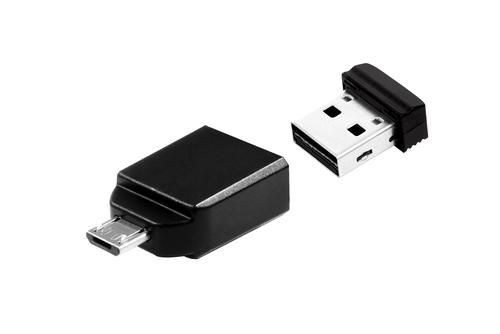 Verbatim Nano - USB 2.0 Drive Drive con Adattatore Micro USB da 32 GB - Black 0023942498223 49822 (0023942498223) USB Flash atmiņa