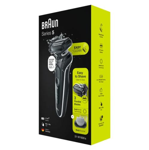 Braun Series 5 51-W1600s Foil shaver Black, White 4210201429395 Vīriešu skuveklis