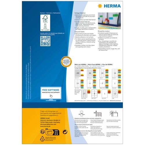 HERMA Etiketten A4 yellow 105x148 mm Papier matt  400 St. biroja tehnikas aksesuāri