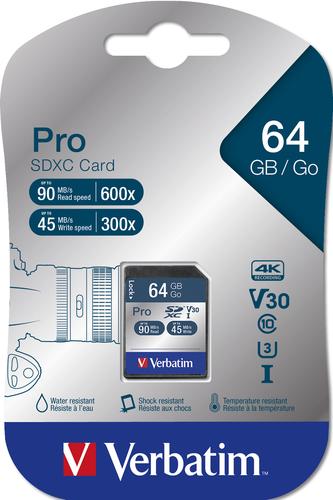 Verbatim SDXC Card Pro 64GB Class 10 UHS-I atmiņas karte