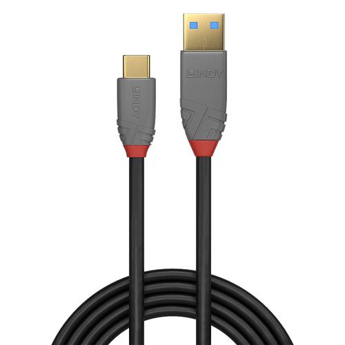 Lindy USB 3.1 Kabel Typ A/C 5A PD Anthra Line M/M 0.5m USB kabelis