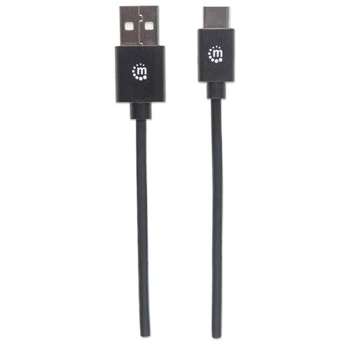 Manhattan USB 2.0 Typ C-Kabel C-Stecker/A-Stecker 2m schwarz kabelis, vads