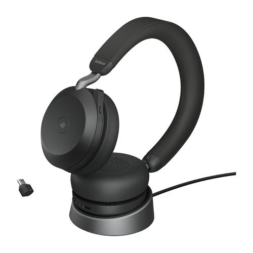 Jabra Evolve2 75 MS Stereo Headset On-Ear (Bluetooth, kabellos, ANC, USB-C, Ladestation) austiņas