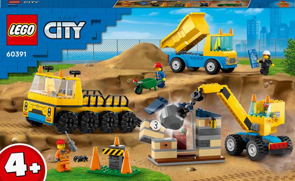 LEGO® City Statybiniai sunkvežimiai ir kranas su griaunamuoju rutuliu (60391) 60391 60391 (5702017416465) LEGO konstruktors