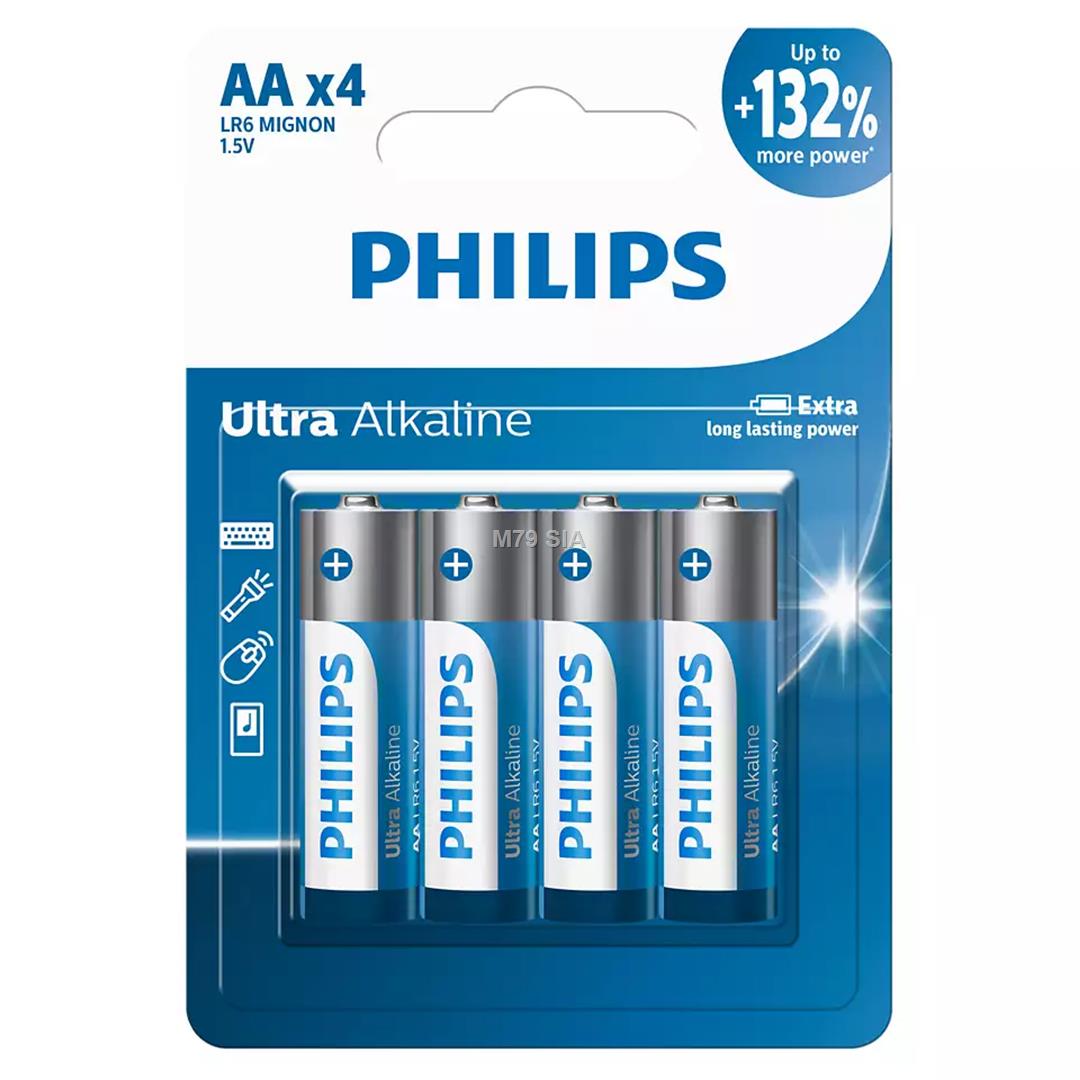 Philips Ultra Alkaline AA -  4 szt akumulators, baterija portatīvajiem datoriem