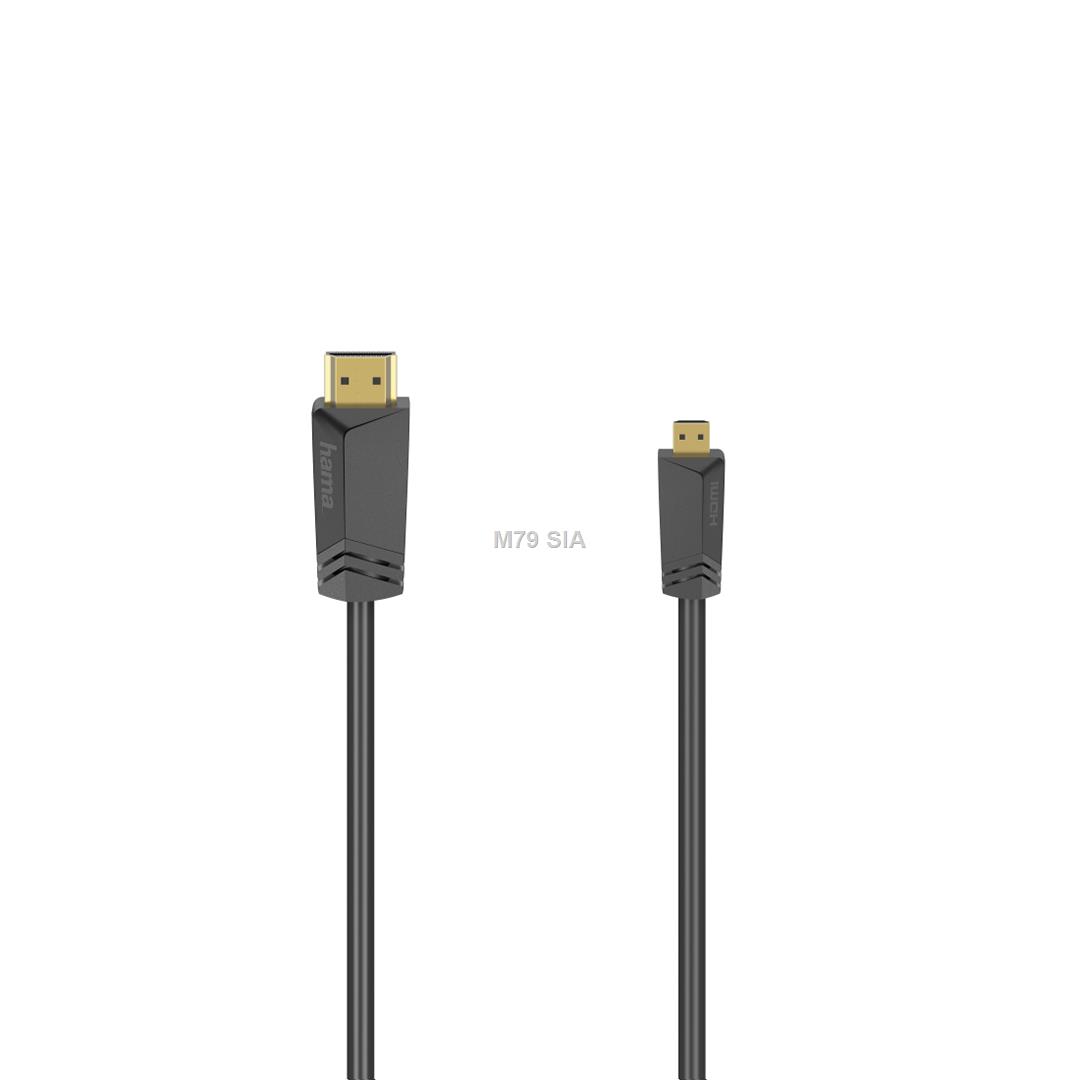 Hama High Speed HDMI 2.0b - HDMI micro, 1,5 m, tumsi peleka - Vads foto, video aksesuāri