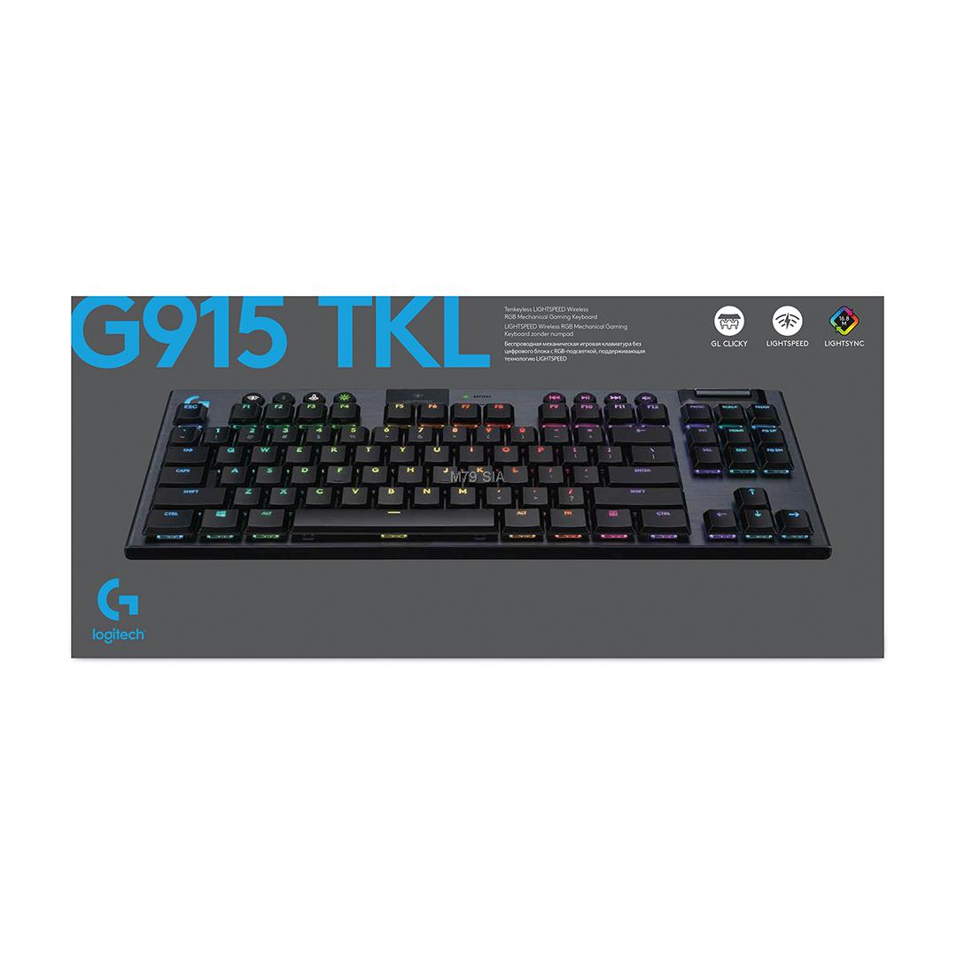 LOGITECH G915 TKL Tenkeyless LIGHTSPEED Wireless RGB Mechanical Gaming Keyboard - CARBON - PAN - 2.4GHZ/BT - NORDIC - TACTILE SWITCH klaviatūra