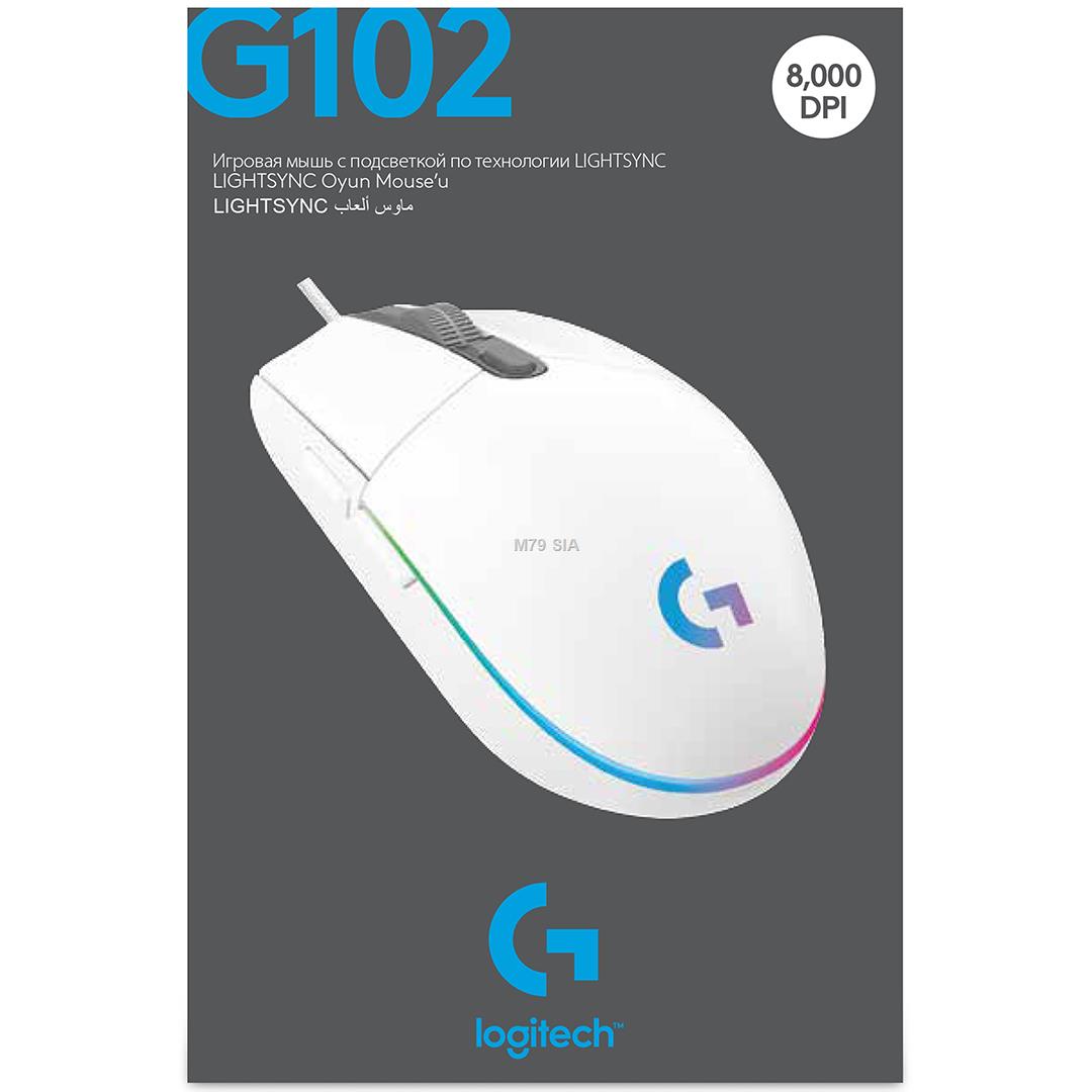 LOGITECH G102 LIGHTSYNC Gaming Mouse - WHITE Datora pele