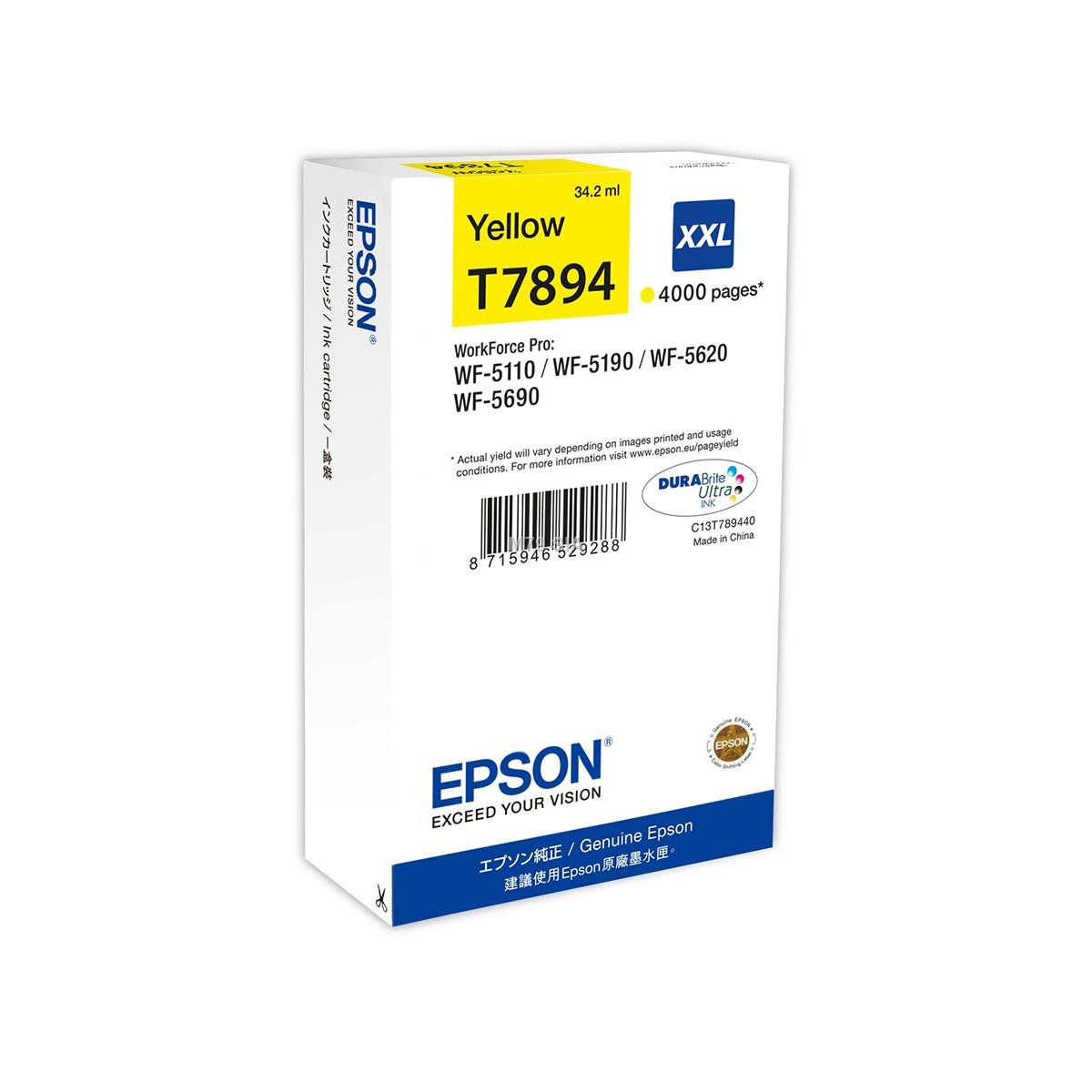 Ink Epson yellow T7894 | 34 ml | WF-5110DW/WF-5190DW/WF-5620DWF/WF-5690DWF kārtridžs