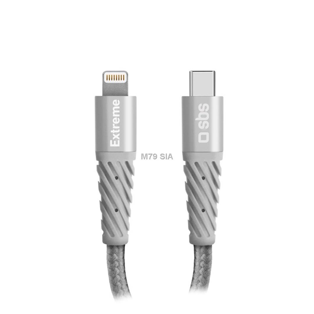 SBS Extreme Charging Cable, USB-C - Lightning, 1,5 m, peleka - Vads TECABLEUNRELTCK (8018417340772) TV aksesuāri