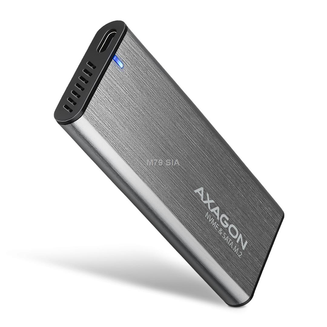 AXAGON EEM2-SG2 externes Gehause fur M.2 SSDs USB-C 3.2 Gen 2 - silber Datora korpuss