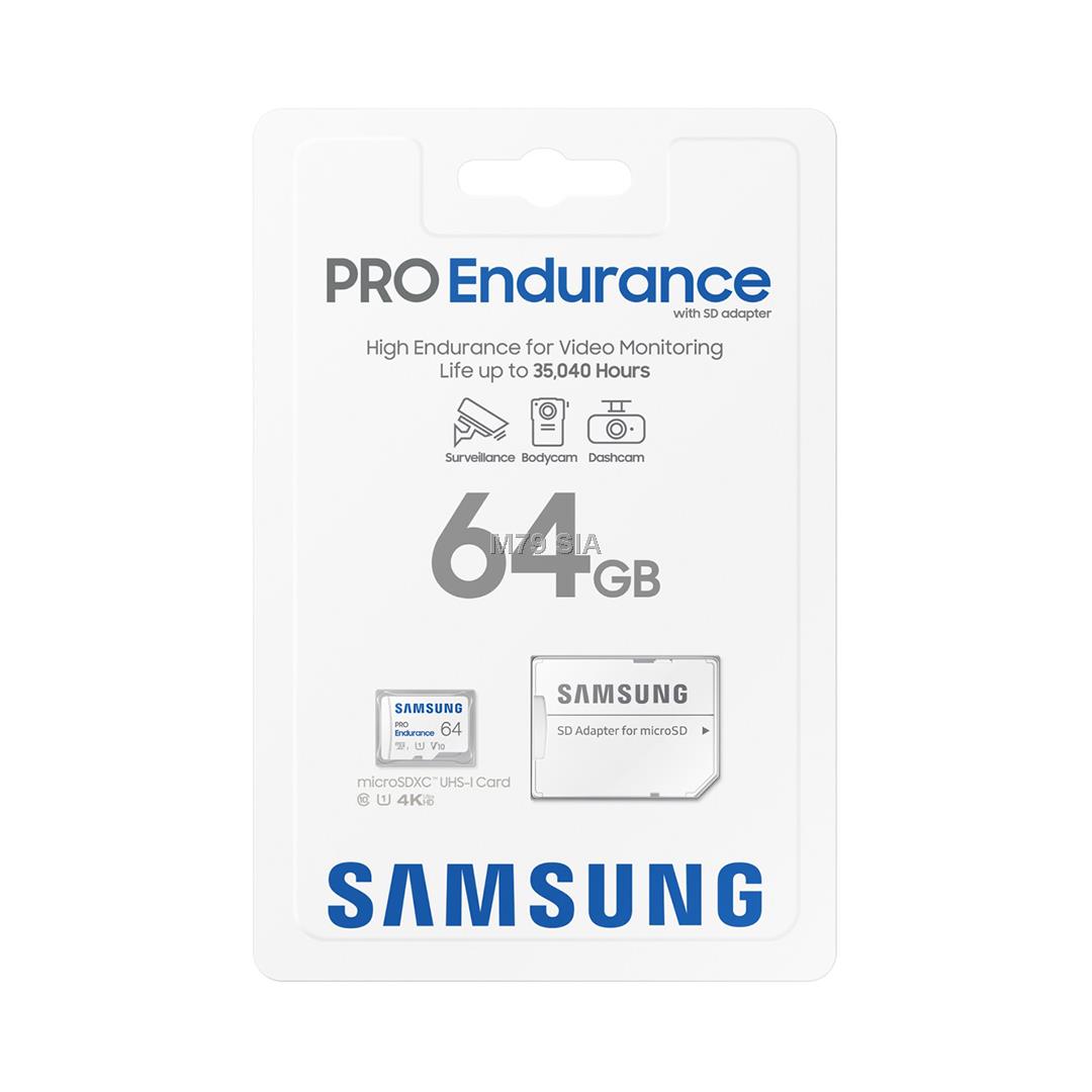 Samsung PRO Endurance MB-MJ64KA/EU 64 GB, MicroSD Memory Card, Flash memory class U1, V10, Class 10, SD adapter atmiņas karte