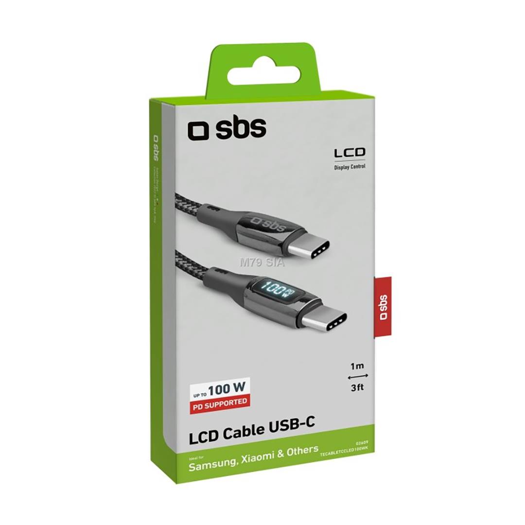 Kabel USB XXX_sbs (SBS Mobile) SBS USB-C zu USB-C Kabel 100W m. Display 1m schwarz TV aksesuāri