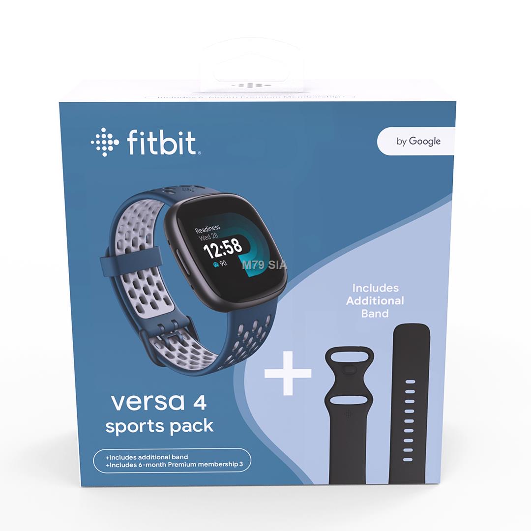 Fitbit by Google Versa 4 czarno-grafitowy zestaw prezentowy Viedais pulkstenis, smartwatch