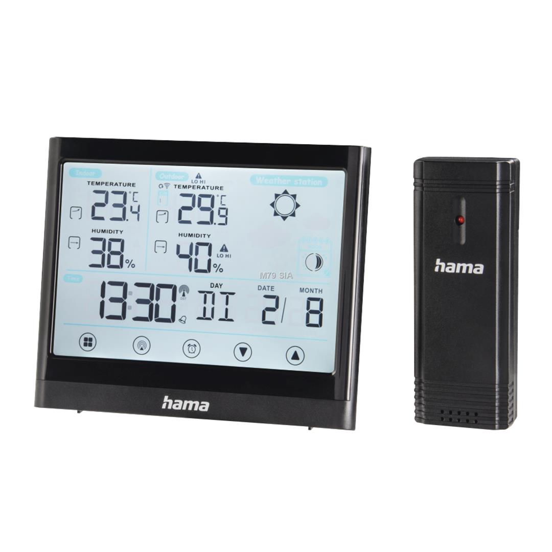 Hama Wetterstation Full Touch, Black (00186421) 4047443495334 barometrs, termometrs