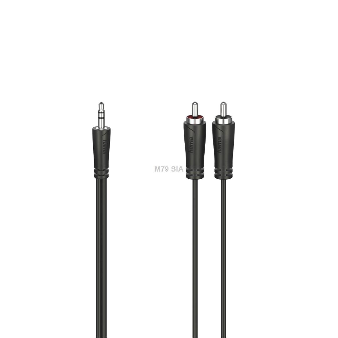Hama Audio Cable, 3.5 mm - 2 RCA, 1.5 m, melna - Vads  00205110 (4047443440020) mūzikas centrs