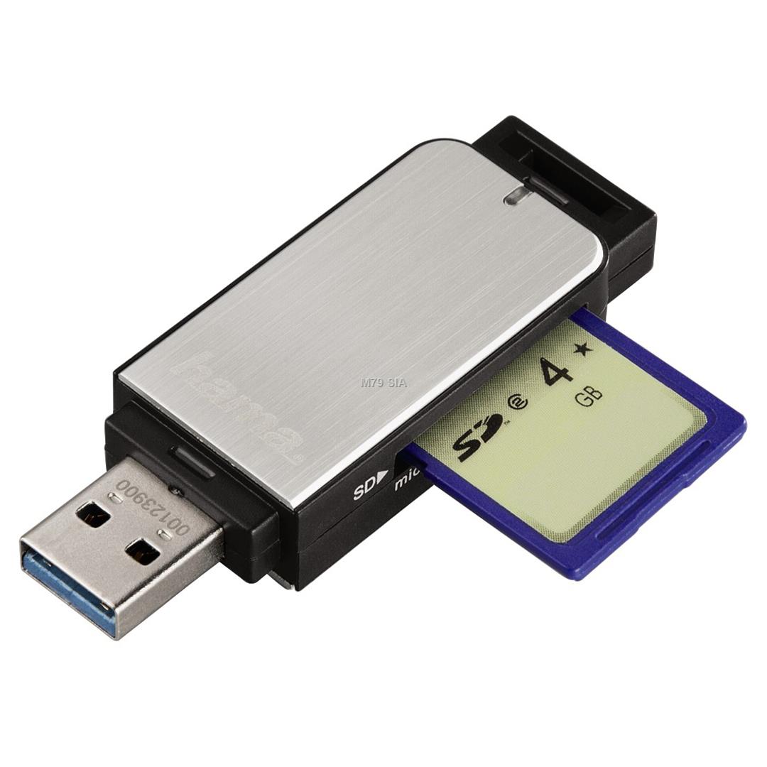 Hama USB 3.0 Multi Card Reader SD/microSD Alu black/silver karšu lasītājs