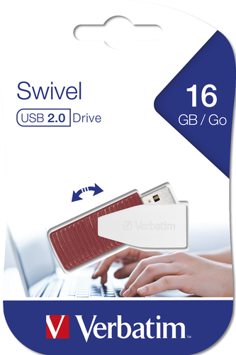 USB-Stick  16GB Verbatim 2.0 Swivel Red retail USB Flash atmiņa