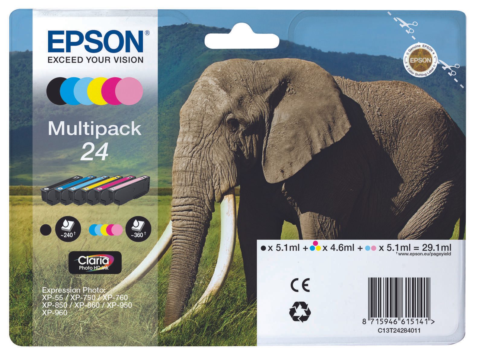 Ink Epson Multipack 6-colours 24 Claria Photo HD Ink | 29,1 ml kārtridžs