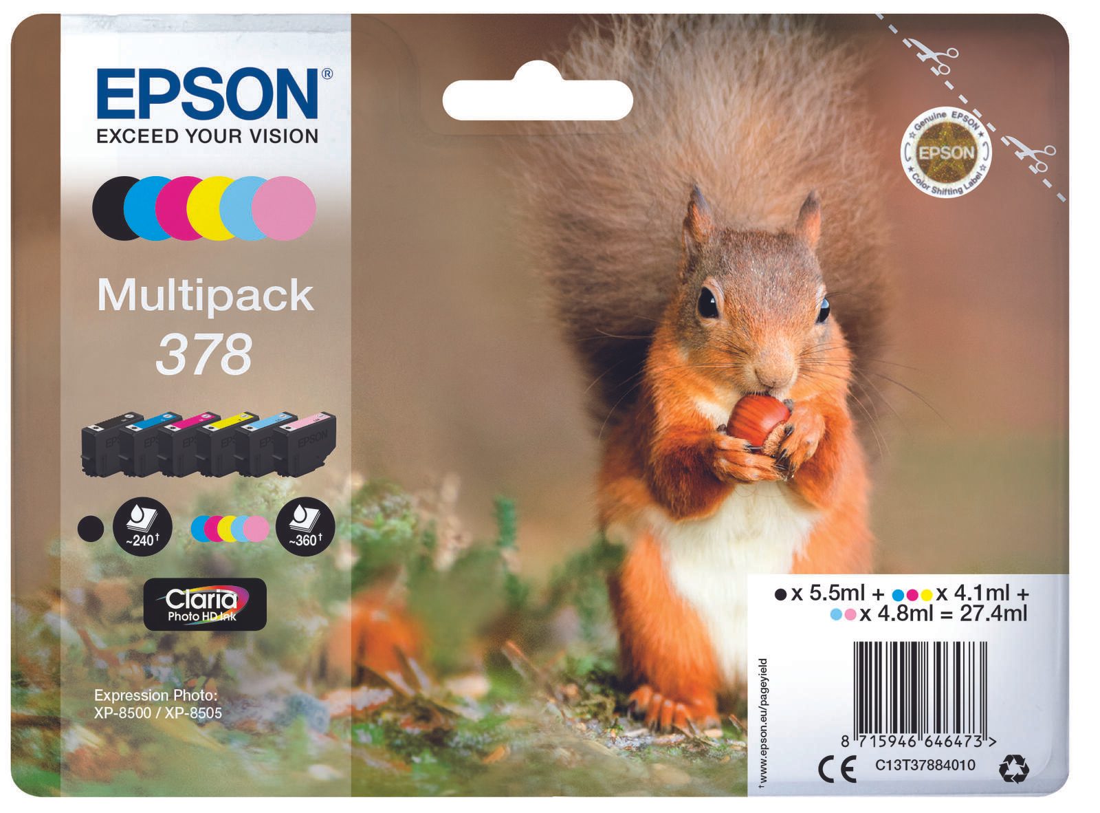 Epson Multipack Claria Photo HD T 378 (6 colors)          T 3788 kārtridžs