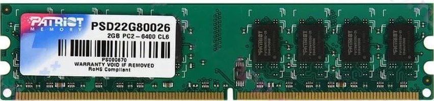 Patriot Signature 2GB [1x2GB 800MHz DDR2 CL6 DIMM] operatīvā atmiņa