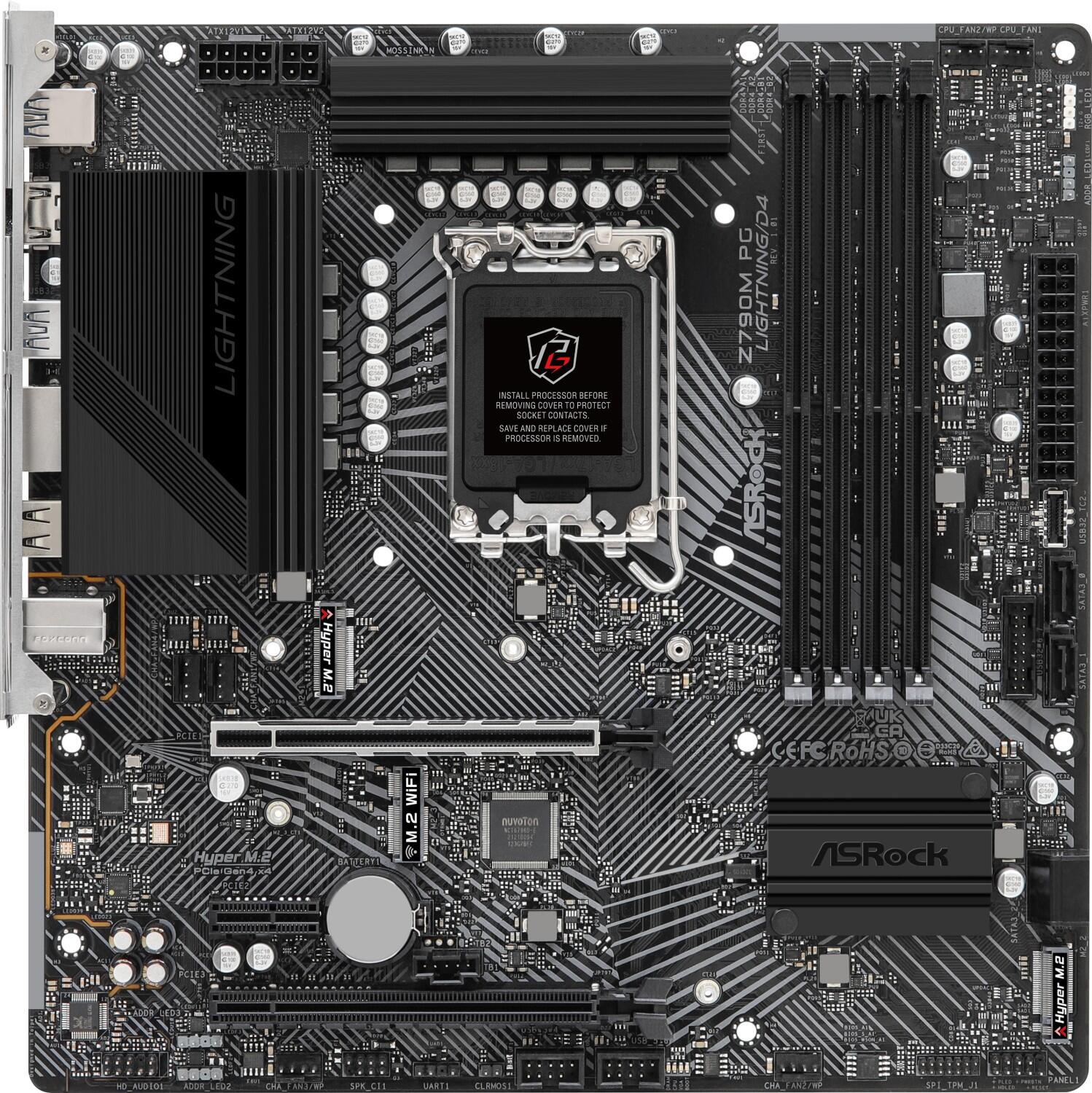 MB ASRock Intel 1700 Z790M PG LIGHTNING/D4 pamatplate, mātesplate