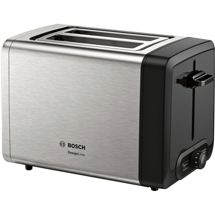 Bosch DesignLine Toaster TAT4P420 Power 970 W, Number of slots 2, Housing material Stainless Steel, Stainless steel/Black Tosteris