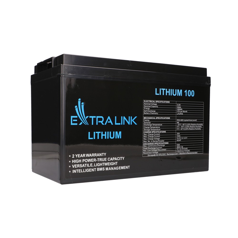 Extralink Accumulator LiFePO4 100AH 12.8V, BMS UPS aksesuāri