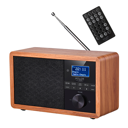 Adler AD 1184 radio Portable Digital Black, Wood radio, radiopulksteņi