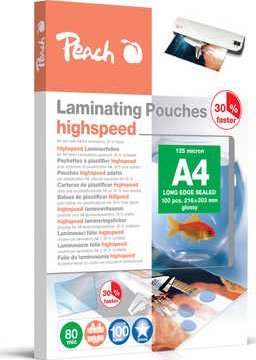 Peach Laminierfolien A4 80 mic express  HighSpeed      100PK laminators