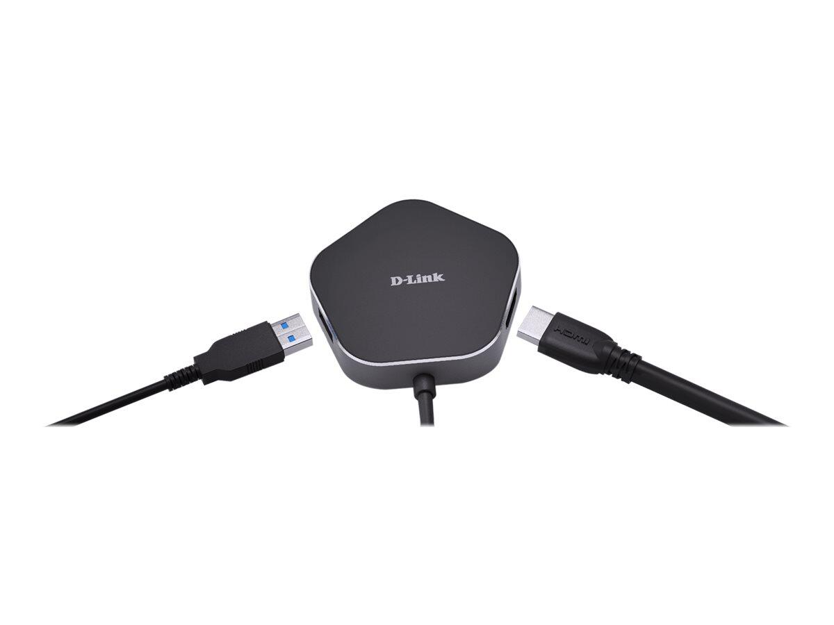 D-LINK USB-C 4-PORT HUB+HDMI WITH USB-C PD aksesuārs portatīvajiem datoriem