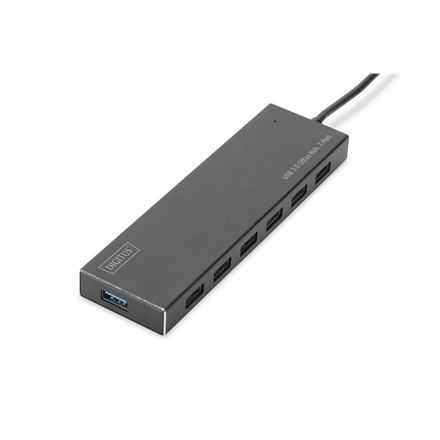 Hub 7-port USB 3.0 SuperSpeed., power supply, aluminum USB centrmezgli