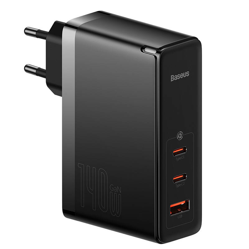 Baseus GaN5 Pro wall charger 2xUSB-C + USB, 140W (black) iekārtas lādētājs