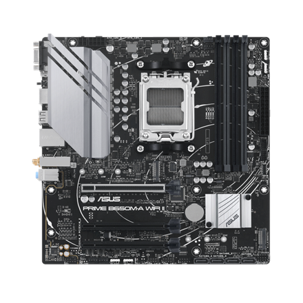 ASUS Prime B650M-A WIFI II, AMD B650 Mainboard, Socket AM5, DDR5 pamatplate, mātesplate