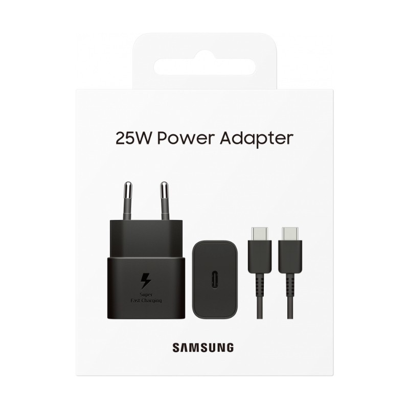 SAMSUNG Charger 25W with cable black iekārtas lādētājs