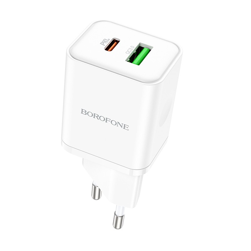 Ladetajs Borofone BN7 20W USB-C/USB-A balts 6974443384321 (6974443384321) iekārtas lādētājs