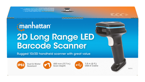 MANHATTAN 2D LED Barcodescanner 450mm IP52 Handscanner svītru koda lasītājs